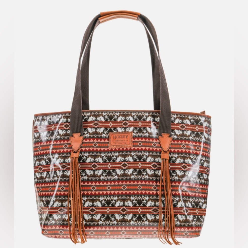 PONDEROSA" BROWN/RED LARGE TOTE PURSE